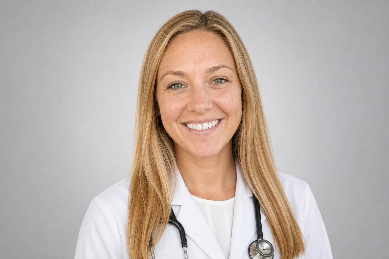 AI headshot example, White Coat