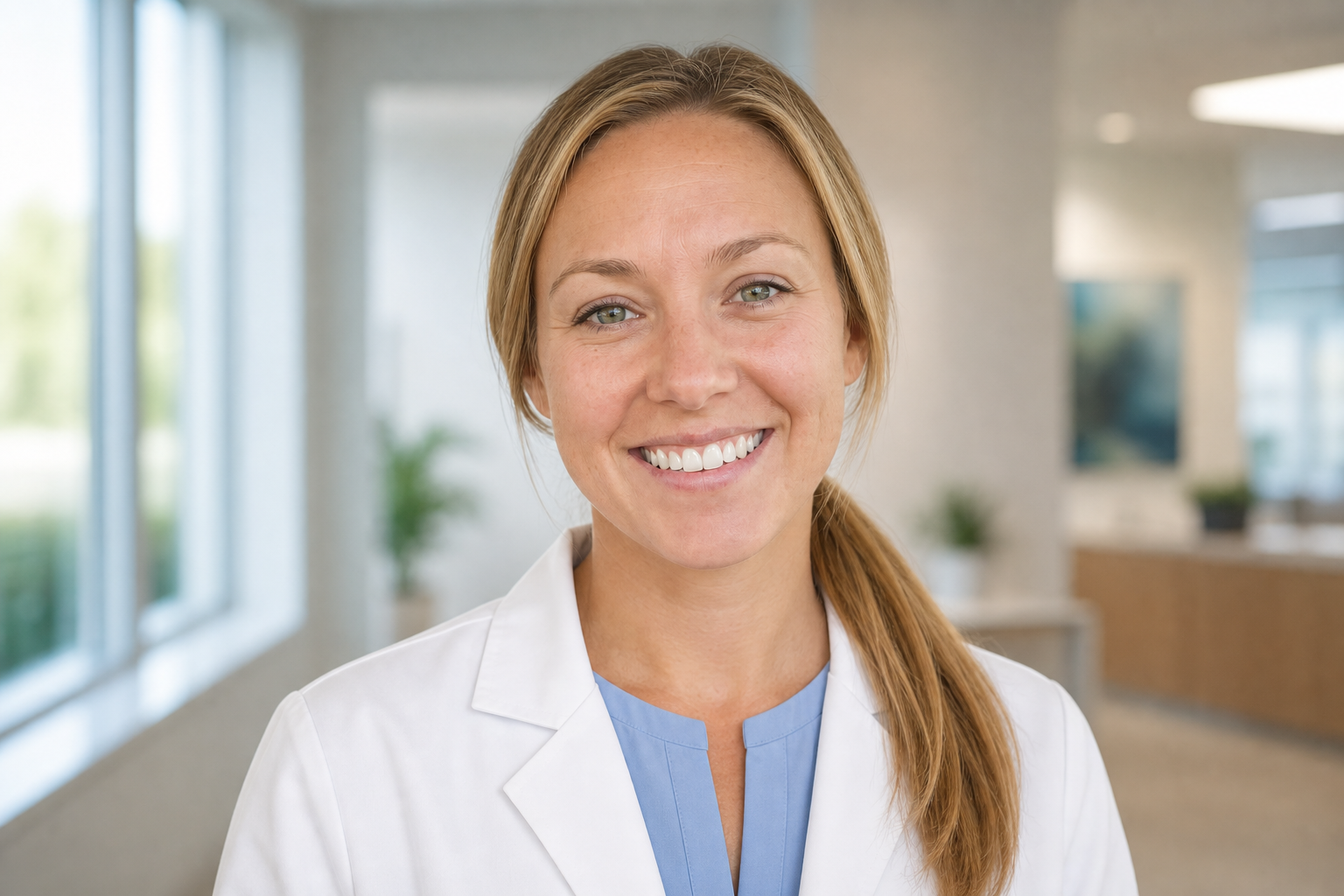 AI headshot example, White Coat