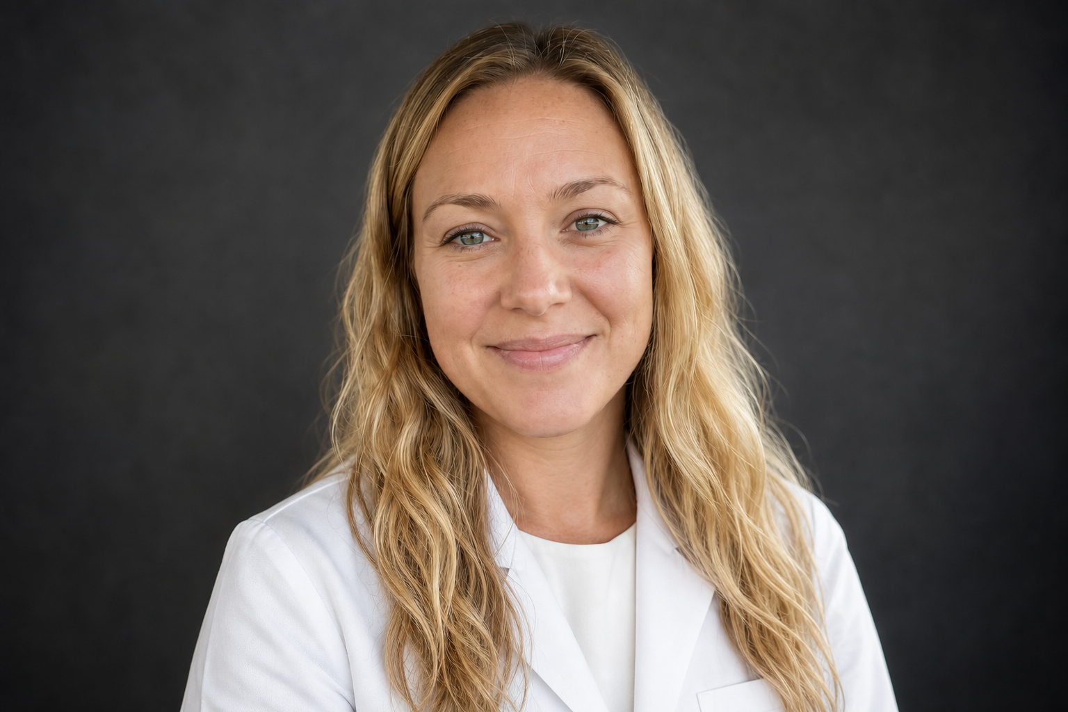 AI headshot example, White Coat