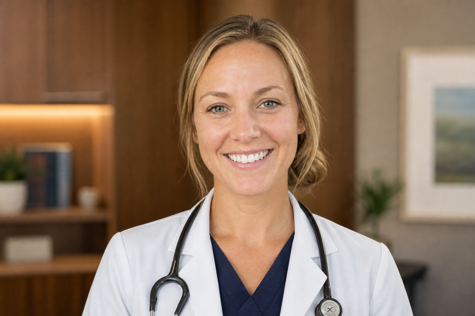 AI headshot example, White Coat