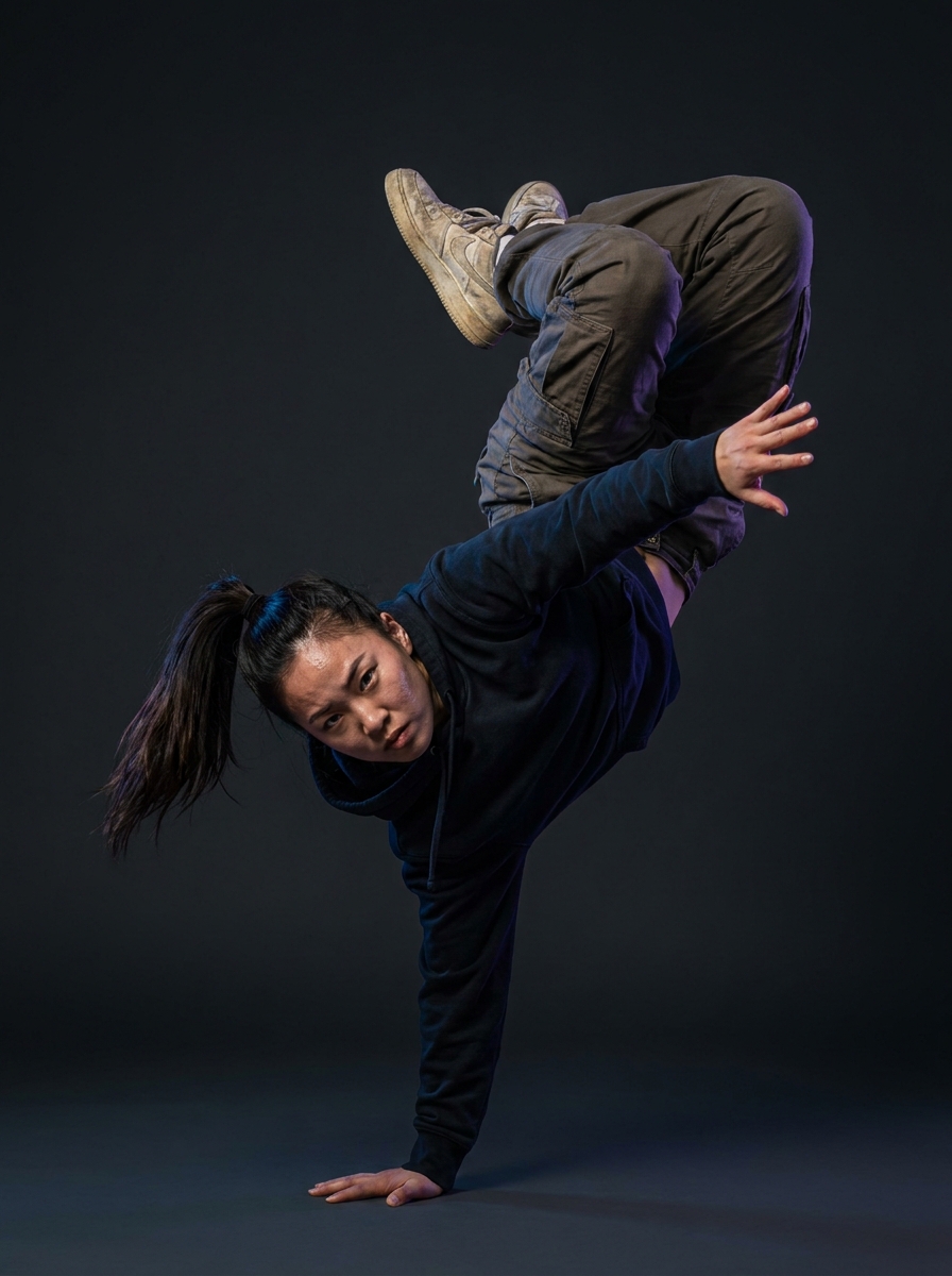 Breakdancer in a freeze pose