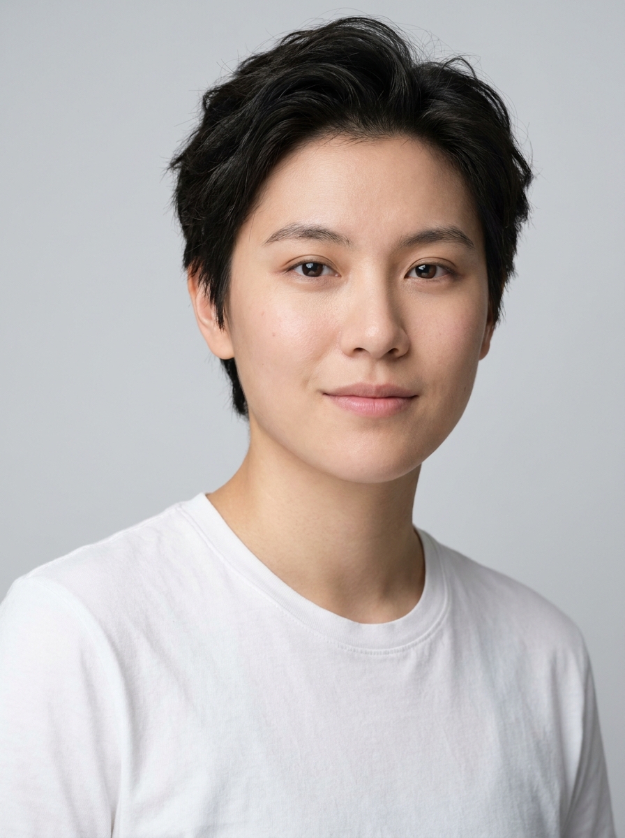 Gender-fluid model headshot