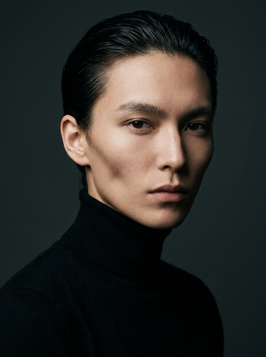 Gender-fluid model headshot