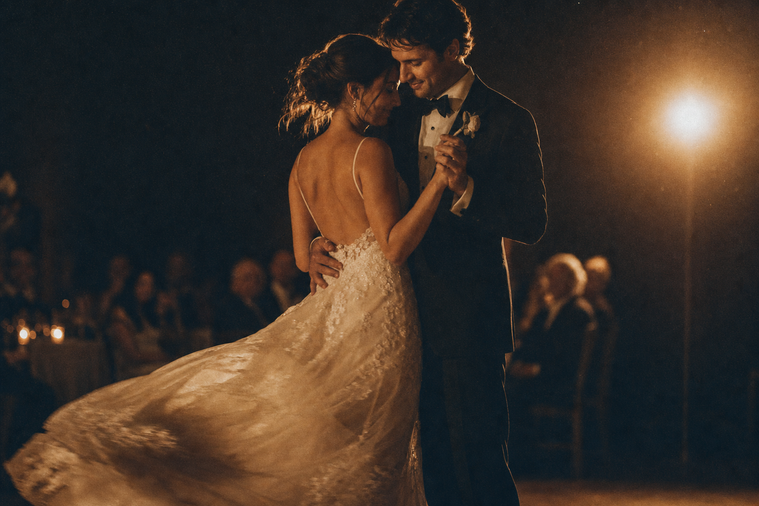 Moody first-dance moment captured with 16mm cinematic motion blur